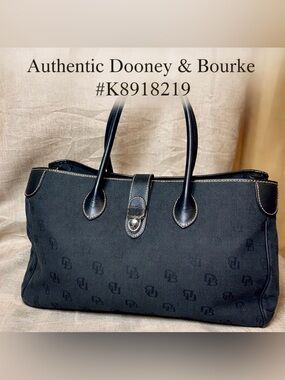 Dooney & Bourke Vintage Black Monogram Large Canvas Purse Shoulder Bag #K8918219